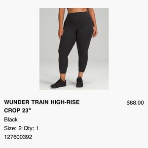 Lululemon Wunder Train Legging High Rise Crop 23”
